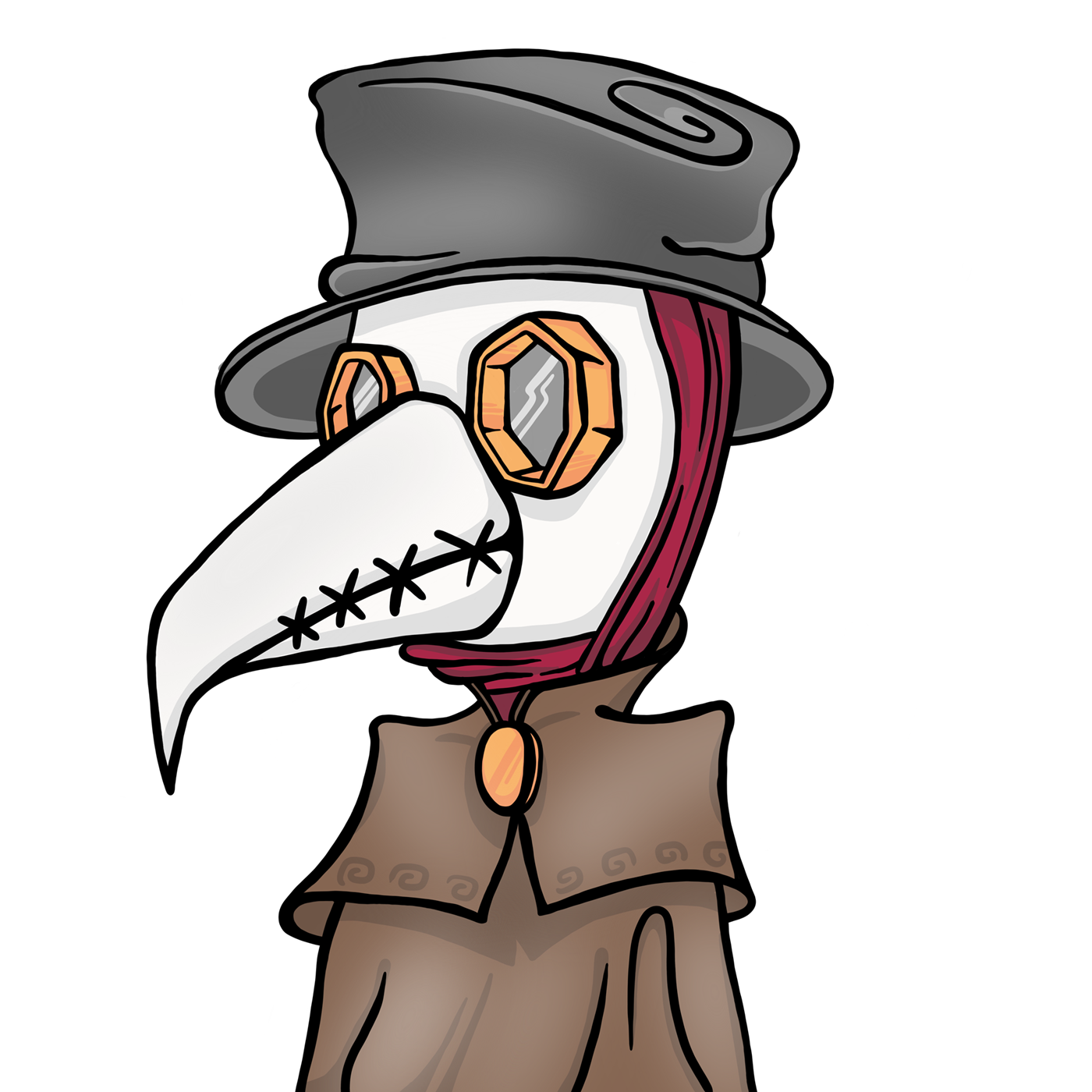 Detail of the Plague Doctor card with a short flavor text.